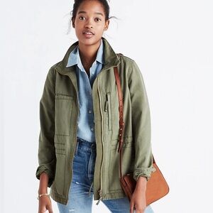 MADEWELL Fleet utility jacket, size small, olive green, internal drawstring
